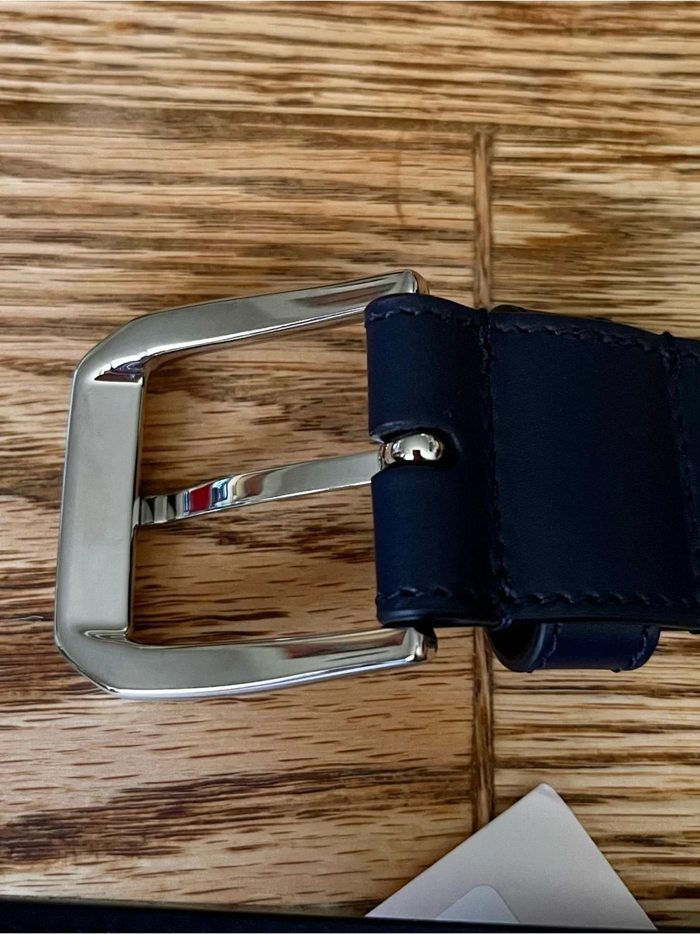 💯 GUCCI Men's Navy Leather Belt with silver  Double-G Logo Accent